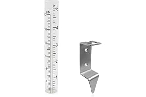 FixlyFido 5" Capacity Rain Gauge Outdoor with 2 in 1 Stainless Steel Rack Holder for Yard, Lawn & Garden - Clear Scale for Accurate Rain Measurement - Durable Rain Gauge