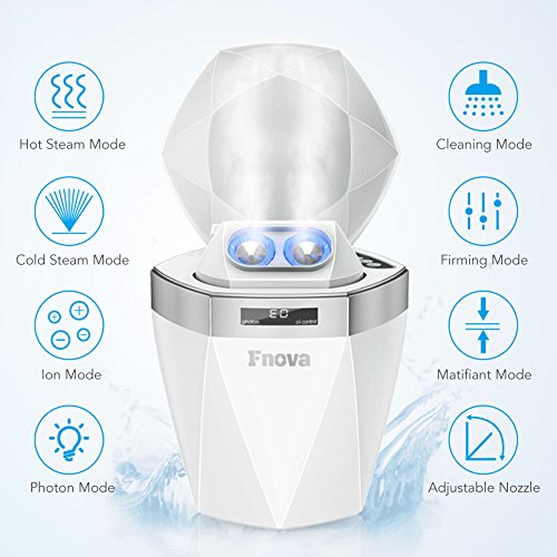 Fnova Nano Ionic Facial Steamer Facial Sauna with Adjustable Hot and Cold Mist Nozzles, Cleansing, Moisturizing, Firming, 3-in-1 Function Face Humidifier for Home SPA
