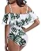 Tempt Me Women One Piece Vintage Off Shoulder Flounce Ruffled Printed Monokini Swimsuits