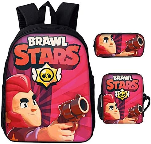 CXDM Teens Girls Boys Backpack 3D Brawl Stars Print Children School Shoulder Bag & Pencil Holder For6-12 Years Old