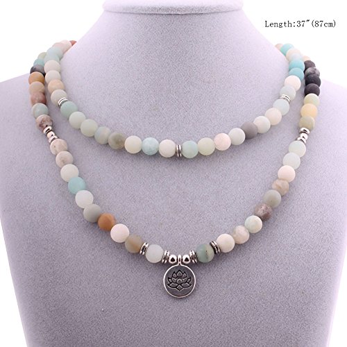 GVUSMIL Mala Amazonite 108 Beads Bracelet for Buddhist Prayer Charm Necklace for Women Men