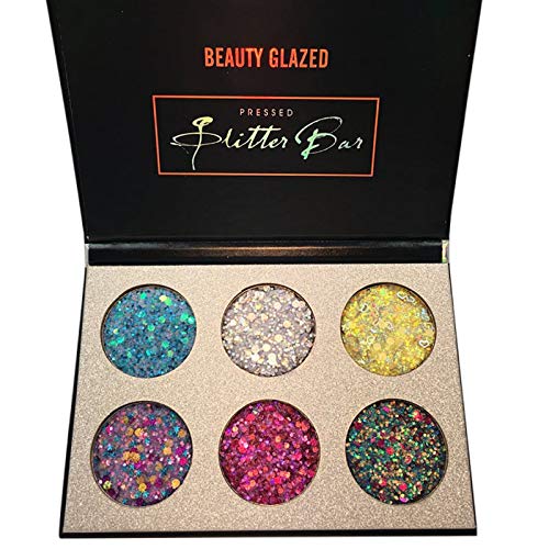 Beauty Glazed 6 Colors Big Bar Pigment Long Lasting Diamond Sequins Eyeshadow Glitter Shimmer Eye Shadow Pallete Maquiagem Cosmetics Eyeshadow Palette Style 2