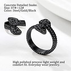 Bestyle Black Snake Ring for Women Men Cool Rings