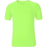 Boys UPF 50+ Rash Guard Neon Shirt Quick Dry Swim Shirts Short Sleeve UV Sun Protection Shirt for Kids Teens