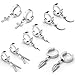 Zysta 5 Pairs Huggie Dangle Earring 18G Cute Sticks Corss Feathers Flash Moon Shape Mini Charms Stainless Steel Hoop Ear Studs