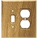 Brainerd 64677 Wood Square Single Toggle Switch/Duplex Outlet Wall Plate / Switch Plate / Cover, Medium Oak