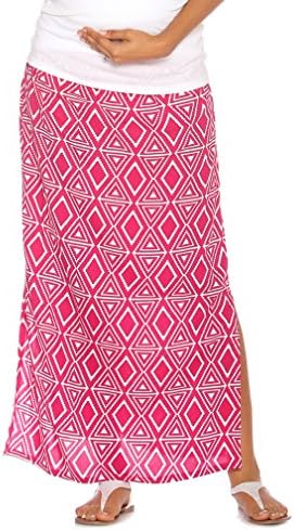 Due Maternity Isabella Pregnancy And Beyond Maxi Skirt - Magenta/White - Medium