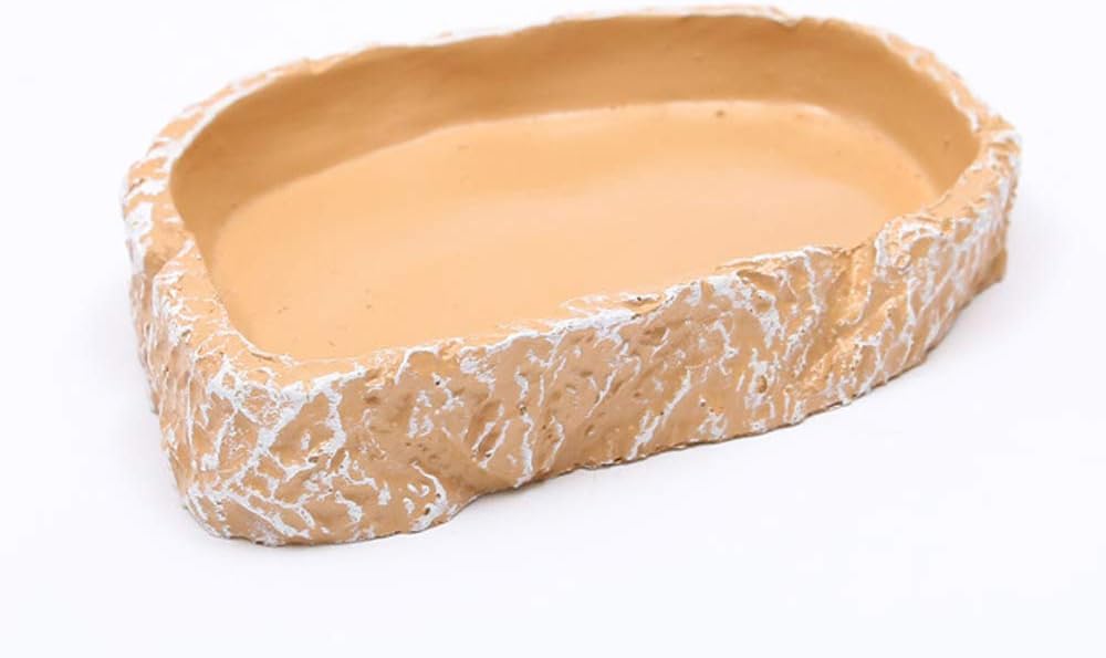 VOANZO Reptile Water Bowl Terrarium Water Dish Food Feeding Bowl for Reptile Amphibian Pets Snake Tortoise Frog Lizard Spider