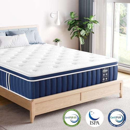 TeQsli Gel Spring Mattress 90 x 200 cm Height 25 cm Gel Memory Foam Pocket Spring Mattress for Pressure Relief, Orthopaedic & Ergonomic 9-Zone Mattress H3, Oeko-Tex & CertiPUR Certified