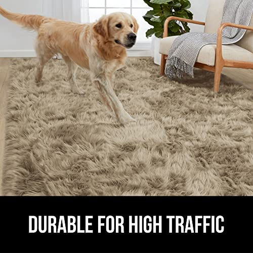 Gorilla Grip Fluffy Faux Fur Area Rug, Rubber Backing, Machine Washable