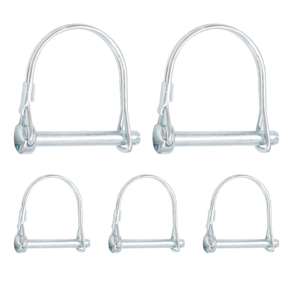 GOSHUNG 5PCS Wire Lock Pin Zinc Plated Carbon Steel Shaft Locking Pin Trailers Lock Hitch Lock Pin Round Loop Wire Pin for Lawn Garden Farm Trailers(K/DX/6x45mm)