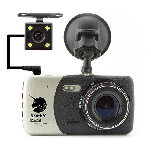 Click Here to See More Images Rafer H84 Car Camera 6-layer Glass 150° and Rear Camera 140° Wide Angle lens Dash Cam Parking monitor Night Vision 1080P HD Video Parking Monitor G-Sensor Motion Detection 4.0inch TFT LCD Screen