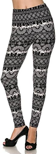 Womens Ultra Soft Graphic Printed Skinny Stretchy Legging Pants (Regular &amp; Plus) The Ethnic Elephant
