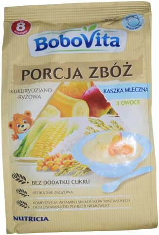 Bobovita Milk Semolina with Rice &amp; Corn and Fruit Flavor 210g
