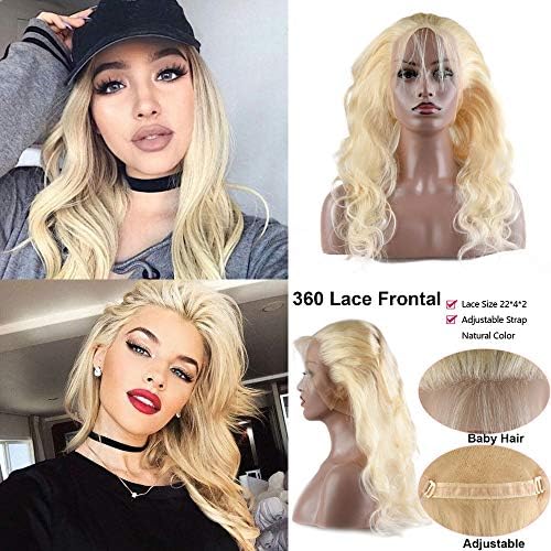 613 Blonde Brazilian Body Wave Human Hair 360 Lace Frontal Closure Andromeda 100% Hand Tied Pre Plucked 360 Lace Frontal With Baby Hair Natural Hair Line(10Inch)
