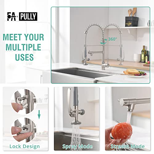 Fapully Commercial Pull Down Kitchen Sink Faucet with Sprayer Brushed Nickel Pricepulse