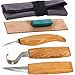 DUGATO Wood Carving Tools Set for Spoon Carving 3 Knives in Tools Roll Leather Strop and Polishing Compound Hook Sloyd Detail Knife (5pcs)