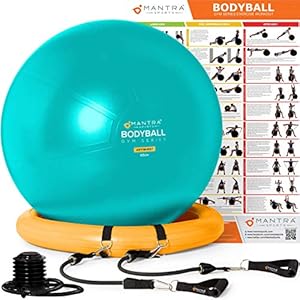 Exercise Ball Chair, Yoga Ball Chair With Resistance Bands, Pregnancy Ball with Stability Base & Poster. Balance Ball…