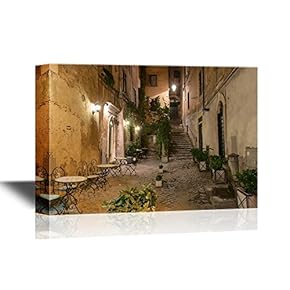 Watercolor Style Old Courtyard in Rome Italy