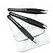 Tweezers for Eyebrows Set Of Three- Includes Case With Professional Pointed Needle Nose, Slant & Straight Precision Stainless Steel- Ingrown Hair Nose, Hair Eyebrow & Splinters