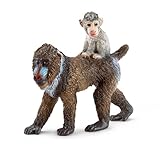 Schleich Female Mandrill Toy Figure with Baby