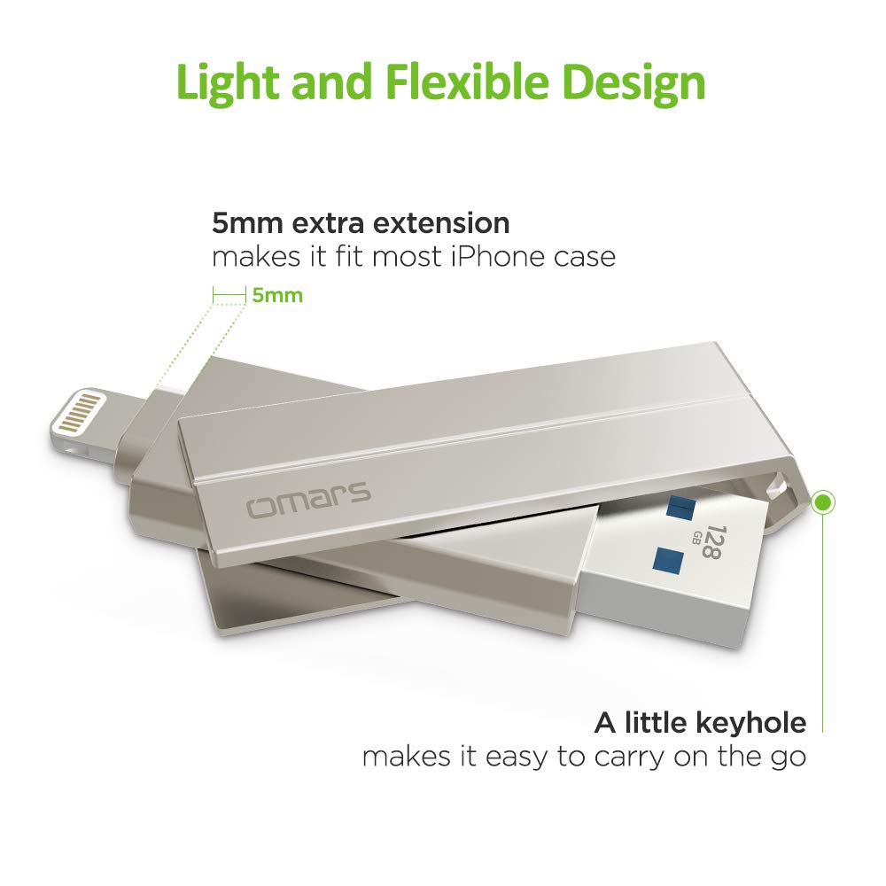Omars [iOS 11 Compatibile 128GB Chiavetta USB per iPhone iPad/Mac/PC [MFi certifacato]