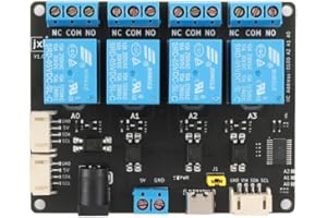 MusRock XL9535-K4V5 4-Channel I2C Relay Module 5V 10A Load 2500Vrms Isolation - Expandable to 32 Channels - -40°C to +85°C