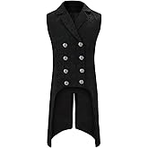 sehseek Mens Victorian Suit Vest Steampunk Gothic Medieval Waistcoat Costume