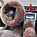 Ogrmar Winter Warm Faux Wool Steering Wheel Cover with Handbrake Cover & Gear Shift Cover for 14.96