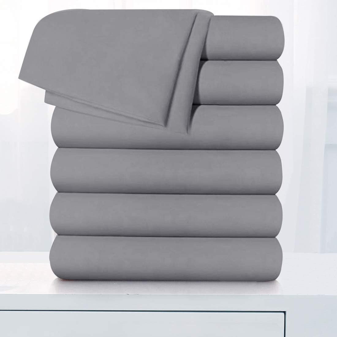 Balichun 6 Pack Flat Sheet Set -Premium Quality Sheet Soft and Breathable Wrinkle, Fade Resistant Bed Top Sheet for Hotel and Hospital Use,Twin Size Grey: Home & Kitchen