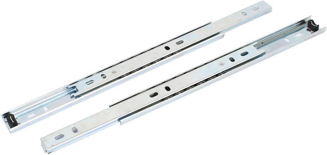Drawer Slide - 2 Sections Metal Drawer Slide Rail Tracks Ball Bearing Slides Side Mount Type Silver Tone (28cm/11 Inch)