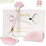 Jade Roller For Face - 100% Real Natural Jade Anti Aging Facial Massager - Face Eye Neck Beauty Rollers For Skin Rejuvenate Therapy Puffiness Treatments - No Squeaks Tool