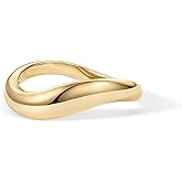PAVOI 14K Gold Plated Wavy Stackable Ring for Women | Twisted Wave Band | Delicate Eternity Rings