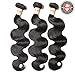 Connie Hair Brazilian Virgin Hair Body Wave 3 Bundles Grade 5A Unprocessed Human Weave Weft Mixed Length(10 12 14) Natural Black Total 300g