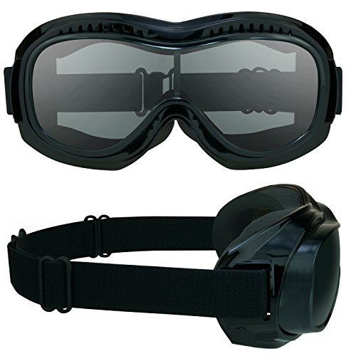 Motorcycle Safety Goggles Over Rx Prescription Glasses, Black Frames