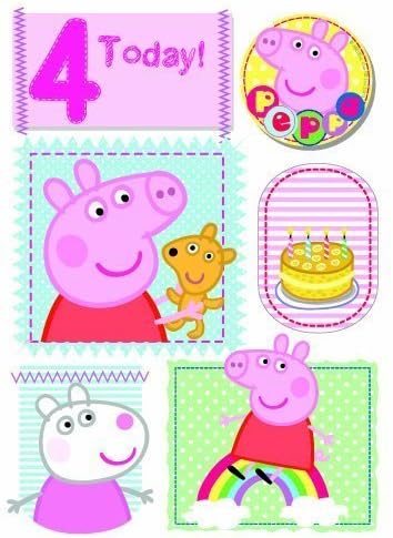 Peppa Pig Age 4 Birthday Card With Badge