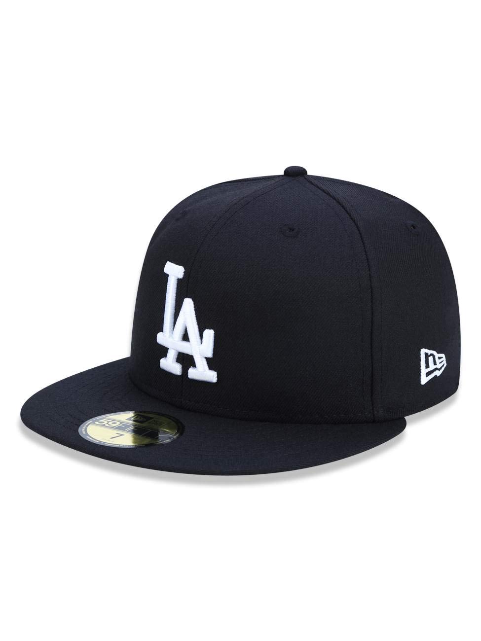 Photo 1 of MLB Los Angeles Dodgers Black with White 59FIFTY Fitted Cap, 7 3/4