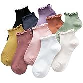 gofidin 10Pair Fashion Women Frilly Ins Style Socks Cotton Ruffle Cute Short Sock for Spring Summer