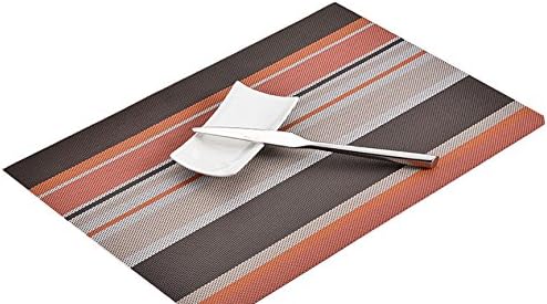 Simple Straipe Platemat Anti-slip Mat Insulation Mat Table Mat PVC Set of 4 (orange)