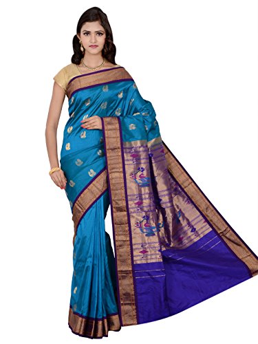 Indian Silks Peacock Design Paithani Handloom Pure Silk Saree, With Unstitched Blouse Piece