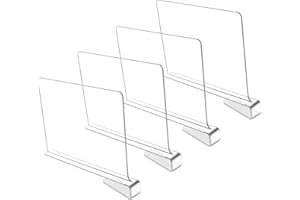 Sooyee Acrylic Shelf Dividers for Closet Organization,4 PCS Closet Shelf Organizer,Closet Dividers Purse Organizer for Closet,Closet Separator for Bedroom Kitchen Cabinets and Office Shelves,Clear