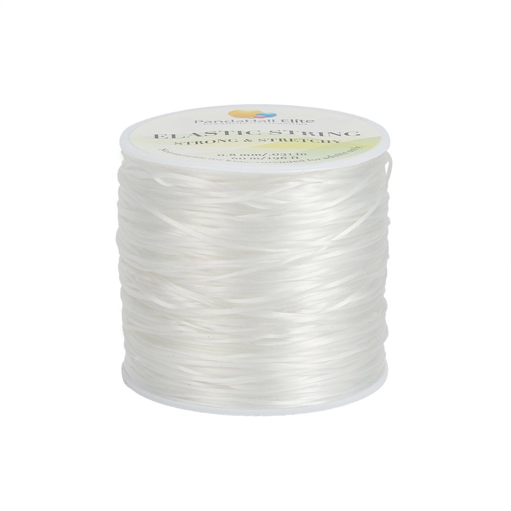 PandaHall Elite about 60m 0.8mm Elastic Fibre String Cord for Jewelry Making Bracelet Beading Thread, Clear