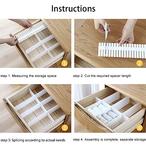 ShineMe Drawer Divider Sock Storage DIY Plastic Drawer Dividers Household Storage Thickening Housing Spacer Sub-Grid Finishing Shelves for Home Tidy Closet Stationary Makeup Socks Organizer (16pcs)