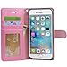 Arae iPhone 6s Plus Case, iPhone 6 Plus case, [Wrist Strap] Flip Folio [Kickstand Feature] PU Leather Wallet case with ID&Credit Card Pockets for Apple iPhone 6 Plus / 6S Plus 5.5, Babypink