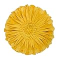 JWH Handmade 3D Flowers Accent Pillow Round Sunflower Cushion Decorative Pillowcase with Pillow Insert Home Sofa Bed Living Room Decor Gift 12 Inch / 30 cm Cotton Canvas Velvet Yellow