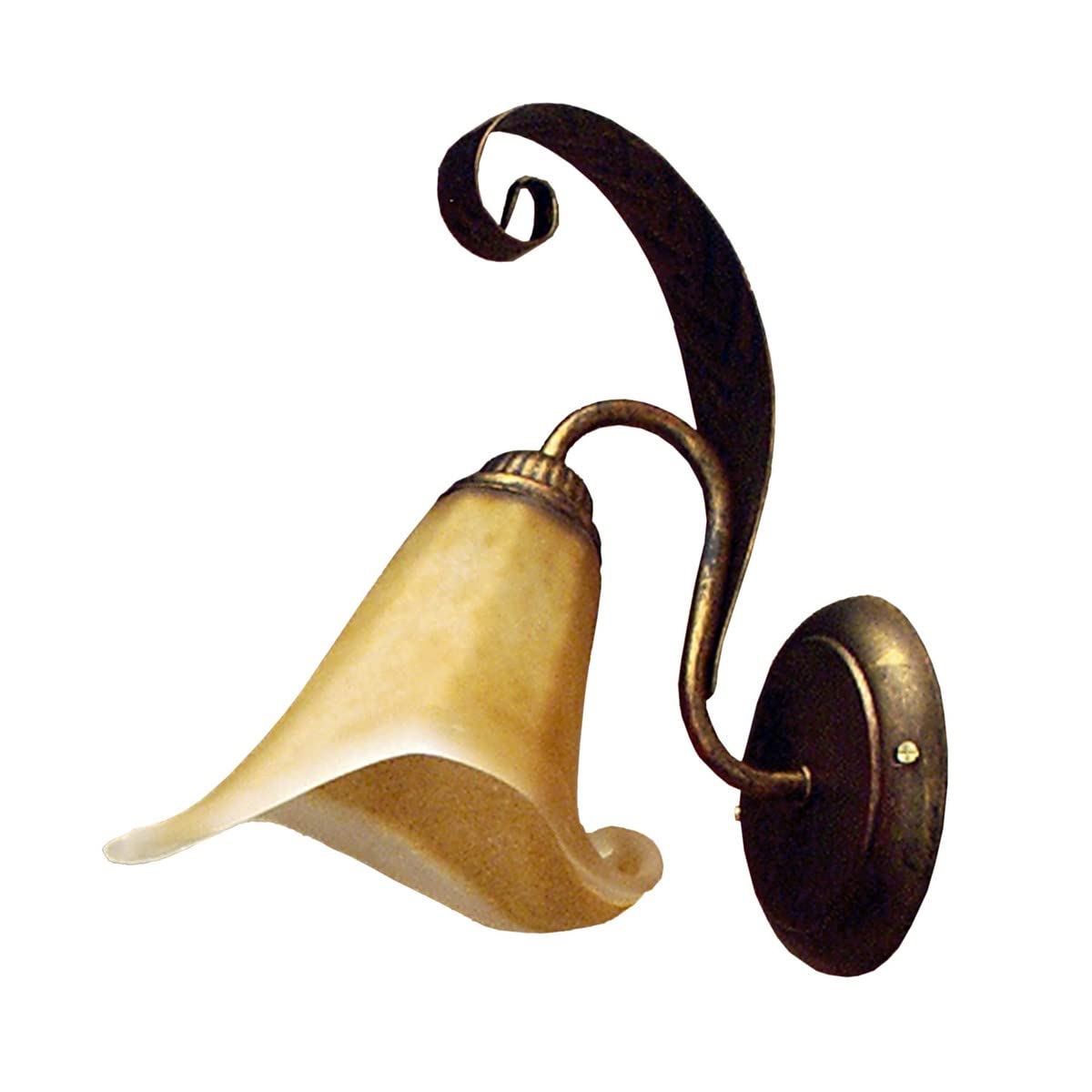 ONLI 4230/Ap Wall lamp in Brown Metal Brushed Gold and Amber Glass