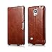 Galaxy Note 4 Case, PERSTAR [Vintage Classic Series] [Genuine Leather] Flip Cover Folio Case [Simple Stand], [1 Card Slot] with Magnetic Closure for Samsung Note 4 (Retro Brown)