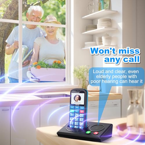 uleway 4G Senior Mobile Phone Unlocked with Bluetooth Charging Dock Handsfree Speakerphone High Volume Big Button for Elderly SIM Free Easy to Use Basic Phone SOS Emergency Button(Blue)