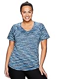 RBX Active Women's Plus Size Striated Short Sleeve Top Purple 3X