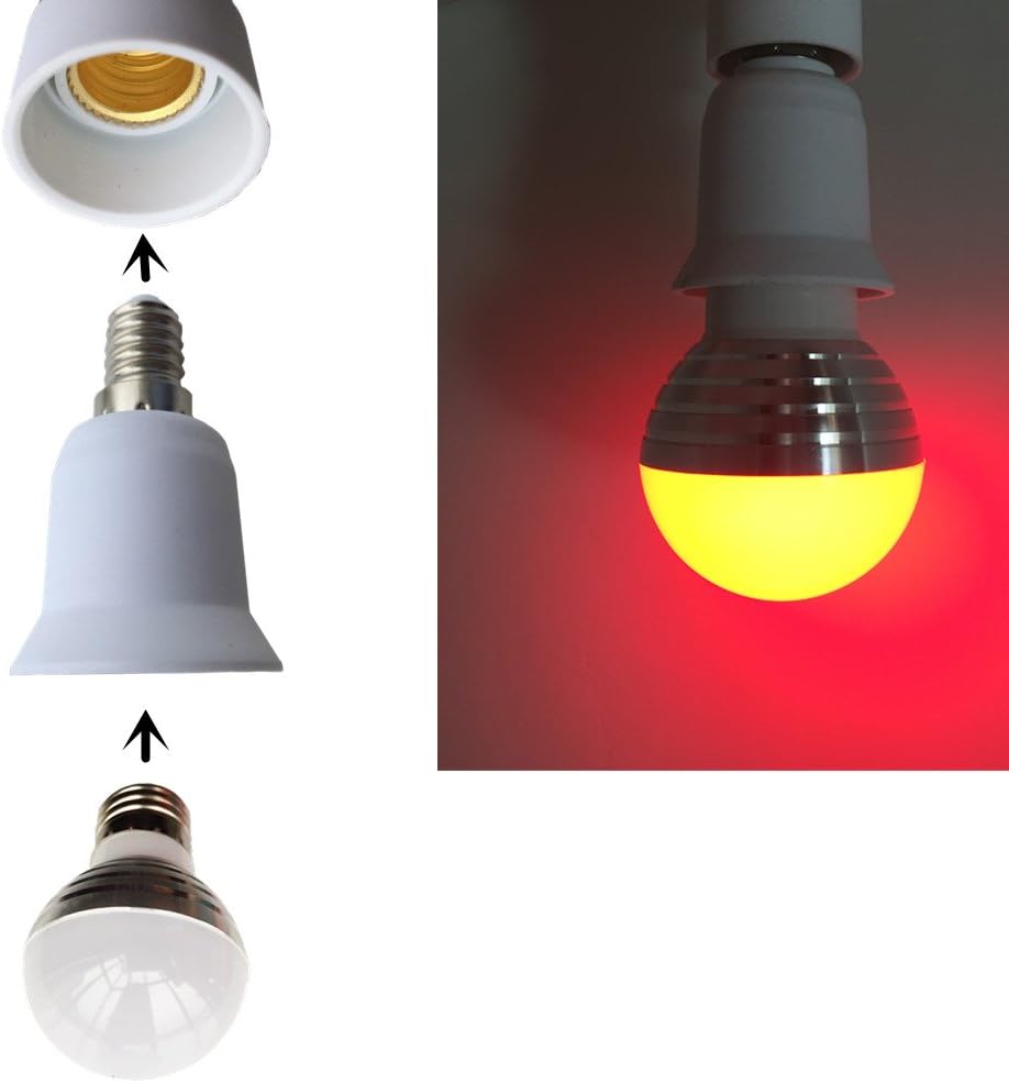 DZYDZR 8 Pack Lamp Socket Adapter Converter E14 to E27 Bulb Socket for LED Bulb, White - Image 3